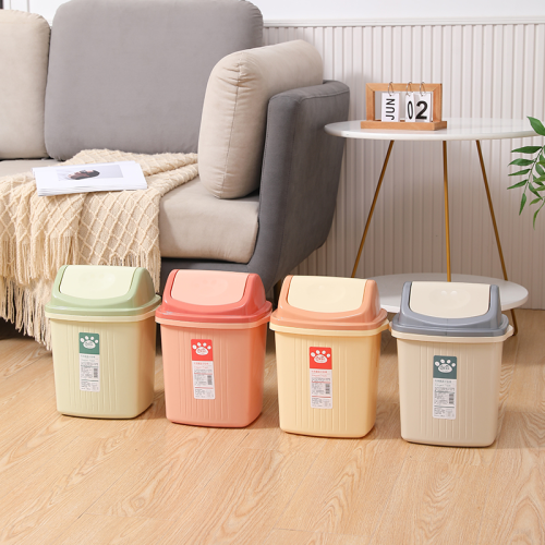 8798方型带盖杂物桶摇盖式垃圾桶卫生桶废纸桶收纳桶桌面垃圾桶