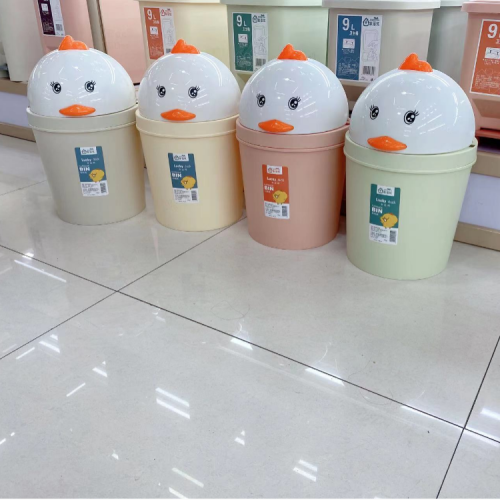 8798圆型带盖杂物桶摇盖式垃圾桶卫生桶收纳桶桌面垃圾桶卡通