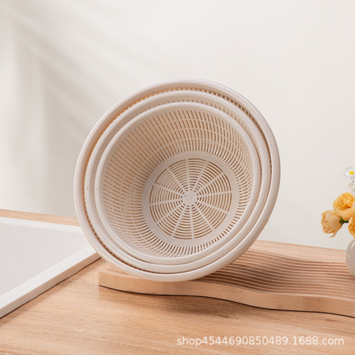 8738加厚塑料筐创意加厚塑料洗菜篮洗水果篮沥水收纳两用塑料筐