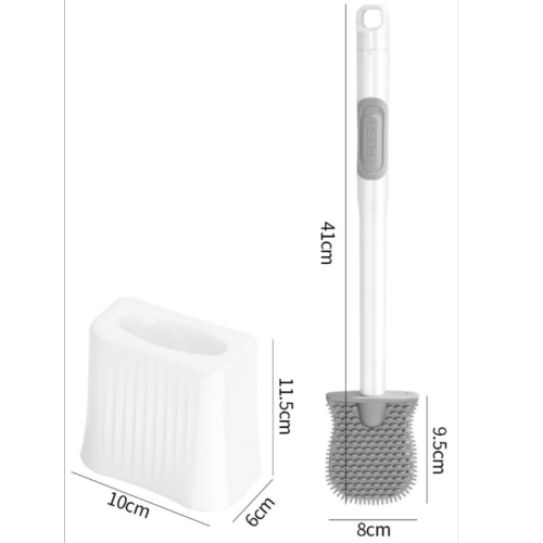 8806跨境软硅胶马桶刷套装卫生间夹缝清洁刷可加清洁液双面刷头
