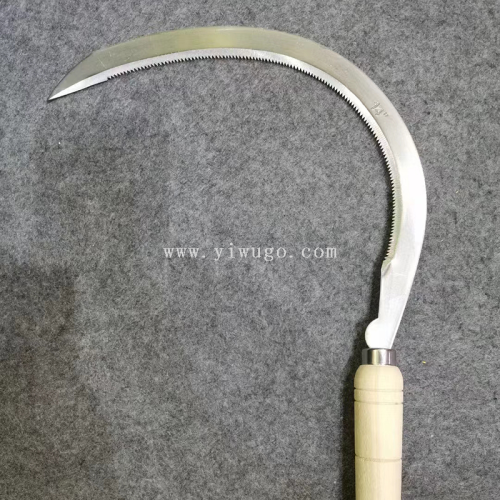 factory wholesale small saw sickle agricultural sickle serrated all-steel wooden handle knife
