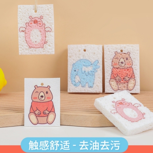 Cartoon Cellulose Sponge Dishcloth Compressed Wood Pulp Spong Mop Kitchen Cleaning Printing Wood Pulp Cotton Mop Dish Towel