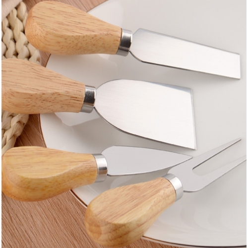 stainless steel wooden handle cheese knife cheese knife butter pizza cutter cake tools cheese knife set butter knife combination