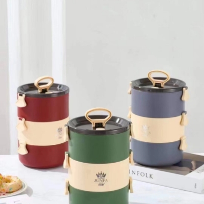 Stainless Steel Vacuum Overflow-Proof Portable Pan Lunch Box Thermal Box Office Worker Multi-Layer Meal Box Rice Bucket
