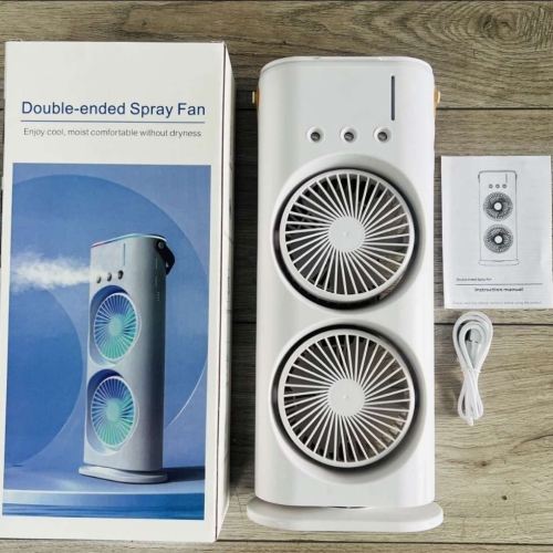 three-hole double fan spray air cooler humidifier refrigeration air conditioner fan desktop charging mini usb fan cross-border tiktok