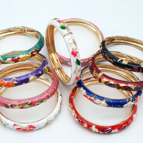 老北京景泰蓝儿童手镯细款花朵汉服镯子旅游景区便宜小礼品批发