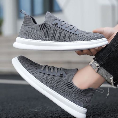 summer mesh shoes breathable soft bottom running shoes men‘s thin low-top flying woven shoes slip-on casual sneaker