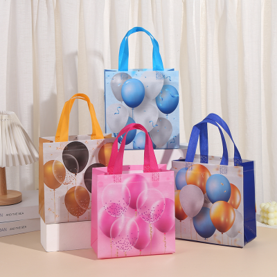 Foreign Trade Birthday Party Handbag Birthday Gift Bags Paper Bag for Gifts in Stock Wholesale Printed Ballon Tote Bags