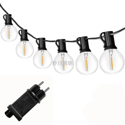 Straight Plug 25 Lamp G40 Tungsten Wire 110v-240v Courtyard E12 Festival Atmosphere Christmas Poly Glass Bubble LED Lighting Chain
