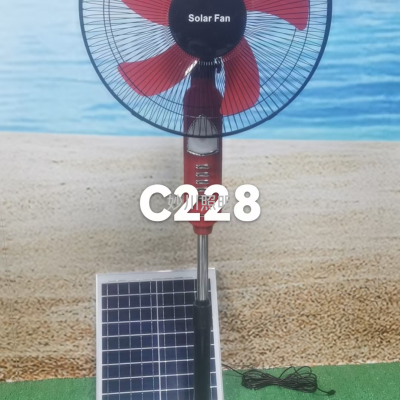 Outdoor Solar Fan Household 16-Inch Mute Rechargeable Floor Fan Stretchable Adjustable Electric Fan Cross-Border Wholesale