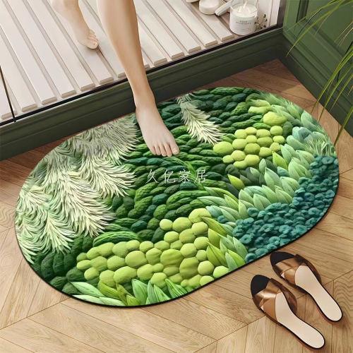 New Creative 3D Three-Dimensional Green Plant Floor Mat Bathroom Bathroom Absorbent Soft Mat Toilet Entrance Doorway Non-Slip Floor Mat