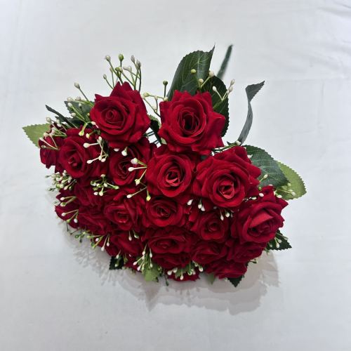 Wedding Flannel Rose Holding Artificial Flower Chinese Decoration Bunch of Artificial Flower Red Rose Plastic Flowers