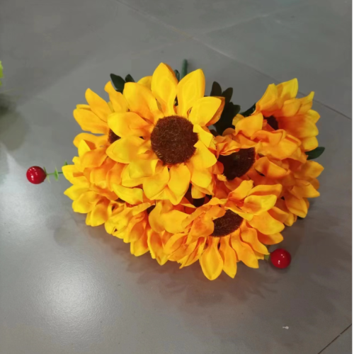 artificial sunflower fabric decorative flower 9 head sunflower put beam qingming sacrifice to the grave