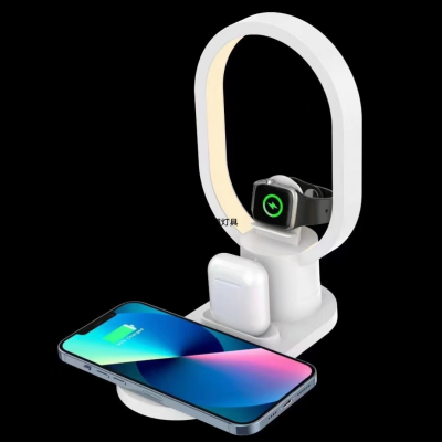 Foreign Trade Popular Style Wireless Charger Four-in-One Desktop Lamp Bedside Small Night Lamp 15W Magnetic Suction Applicable Mobile Phone None