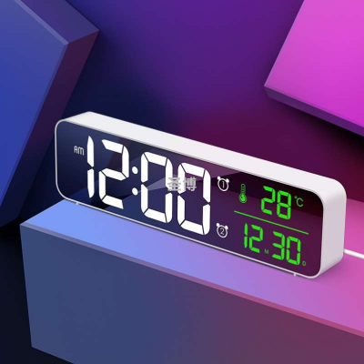 New LED Mirror Alarm Clock Home Music Digital Alarm Clock