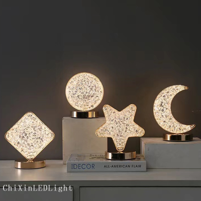 Touch Decoration Desktop Lamp Bedroom Star Moon Small Night Lamp Birthday Atmosphere Modern Minimalist Crystal Lamp