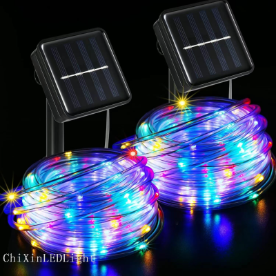 Christmas Solar LED String Light PVC Tube Light Outdoor Waterproof Garden Lamp Running Horse Colored Light Bar