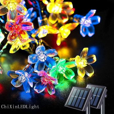 Solar LED Cherry Blossom Lighting Chain Holiday Lights Outdoor Waterproof Lighting Decorative Lights Courtyard Lighting