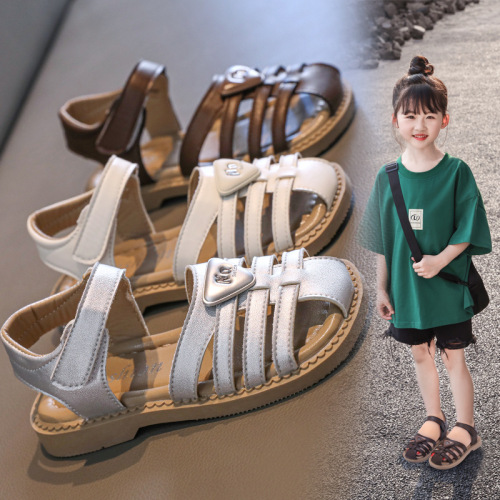 女童鞋子儿童包头公主凉鞋2025夏季新款宝宝罗马软底沙滩鞋中大童