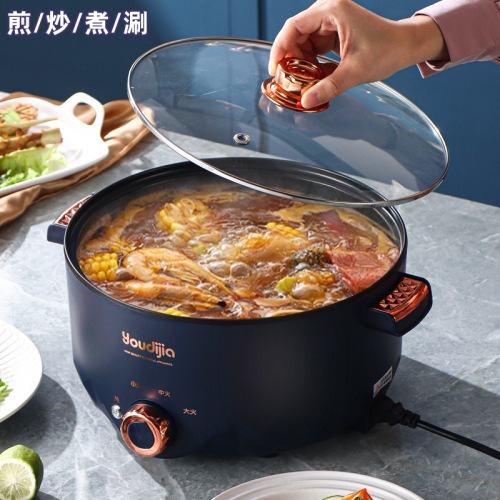 electric caldron dormitory students pot household small electric pot multi-functional electric frying dishes wok integrated cooking noodle pot electric hot pot