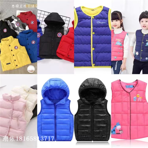 new children‘s down vest boys and girls hooded vest children autumn and winter vest coat wholesale