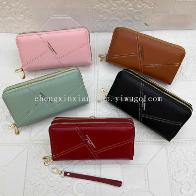 Wallet Women's Card Holder Single Pull Double Zipper Trendy Women's Bags Clutch Foreign Trade Custom Logo High Quality Pu