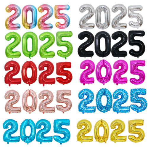 2025数字气球套装 32寸40寸大数字铝膜气球 新年元旦跨年派对装饰