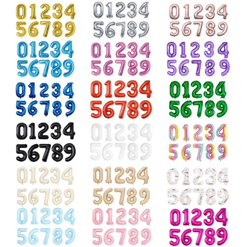 跨境32寸美版中数字0-9铝膜数字气球批发宝宝生日装饰布置数字球