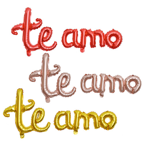 连体te amo西语情人节字母告白铝膜气球派对装饰布置批发气球用品