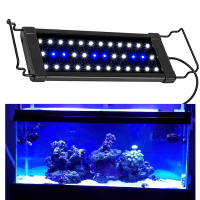LED Aquarium Light Three-Gear Adjustable Blue and White Aquarium Lighting Fluorescent Fixture Fish Tank Freshwater Seawater Plant Water Plant Light