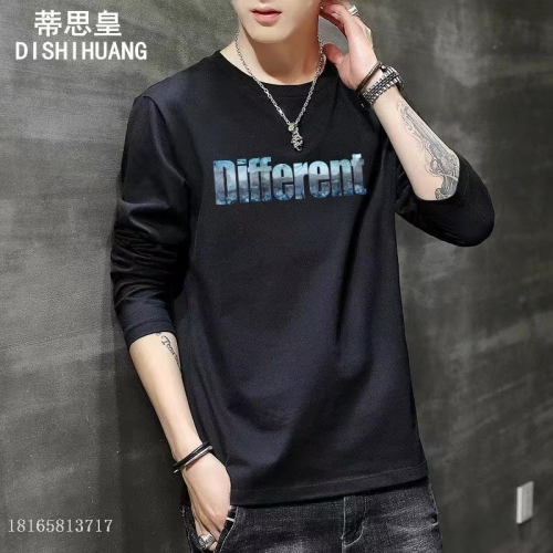 factory direct selling fashion brand foreign trade men‘s long-sleeved t-shirt bottoming shirt spring and autumn 10 yuan stall hot sale supply wholesale
