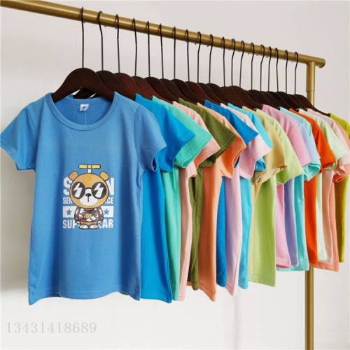 children‘s clothing new pure cotton boys and girls short sleeve wholesale factory rural supplies for stall and night market running rivers and lakes foreign trade export