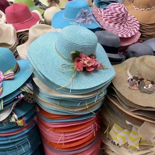 Stall Scenic Spot Wholesale Summer Hat 10 Yuan Model Korean Style Women‘s Spring Summer Sun Hat Big Brimmed Straw Hat Sun Hat 