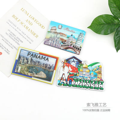 Foreign Cultural and Creative City Refridgerator Magnets 3D Three-Dimensional Wooden Magnetic Magnetic Refridgerator Magnets Literary and Tourism Original Selective Rettroubled
