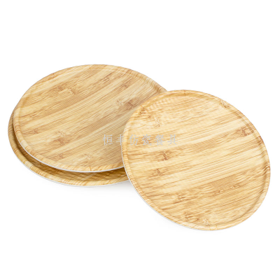 Imitation Wood Grain Melamine Dinnerware round Plate Snack Dish Restaurant Restaurant Hot Pot Barbecue Tableware Plate