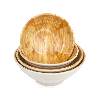 Imitation Wood Grain Melamine Noodle Bowl Commercial Thickened Bowl Specially Designed for Noodle Restaurant -Resistant