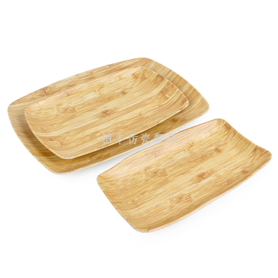 Imitation Wood Grain Melamine Long Plate Hotel Restaurant Rectangular Snack Dish Plastic Barbecue Bar KTV Side Dish