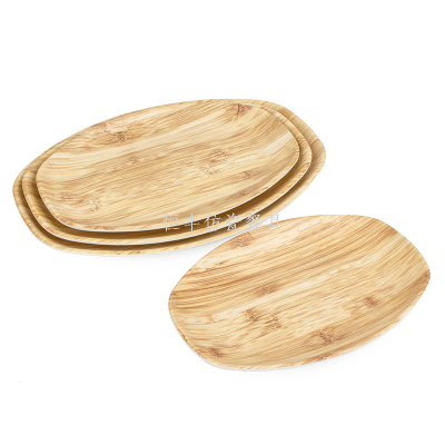 Imitation Wood Grain Melamine Dinnerware Special-Shaped Barbecue Hot Pot Dish Tableware Hotel Special-Shaped DinnerPlate