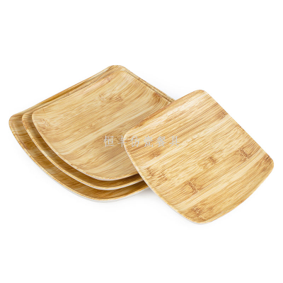 Imitation Wood Grain Melamine Square Plate Imitation Porcelain Tableware Cold Dish Fast Food Restaurant Dinner Plate