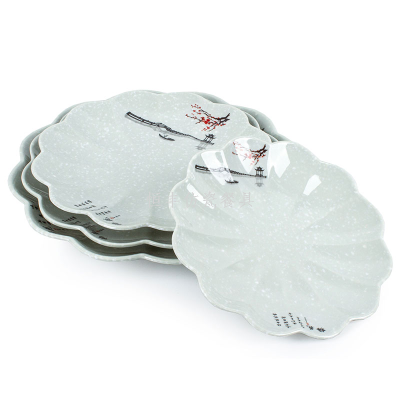 Melaminhttpe Plum Blossom round Imitation Porcelain Plastic Plate Restaurant Cooking Plate CommercialPlate Shallow Plate