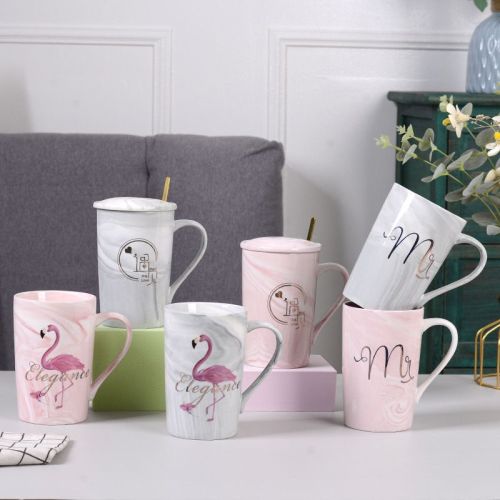 minimalist cup creative ceramic ceramic cup water cup marble mug coffee cup with lid couple hand home