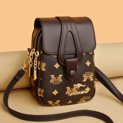 genuine leather small bag 2023 new fashion mobile phone bag mini messenger bag versatile multi-layer coin purse casual women‘s bag