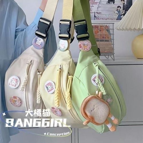 canvas casual bag female 2023 new crossbody bag summer sports chest bag minority all-match ins japanese waist bag