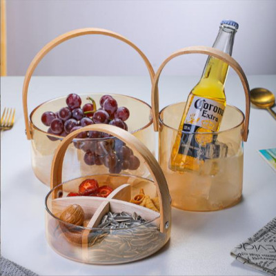 Creative Nordic Instagram Style Glass Fruit Basket Portable Basket Living Room Home Dried Fruit Transparent Fruit Basket