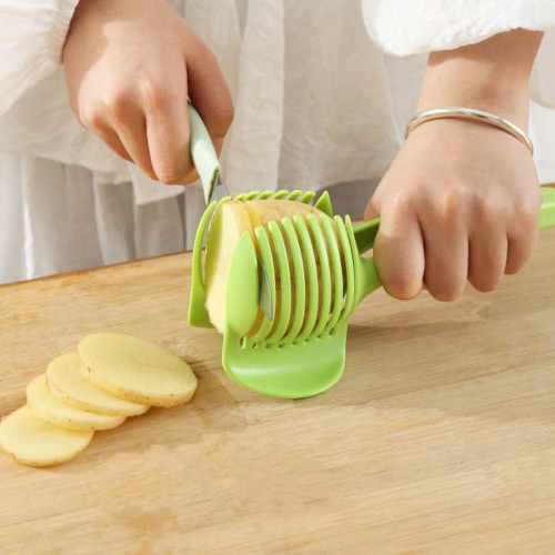 新款多功能水果切片器 塑料带把手西红柿马铃薯柠檬分割器