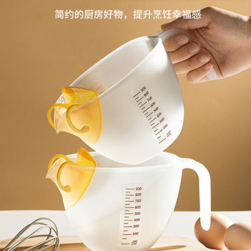 过滤量杯带刻度蛋液过滤网烘焙打蛋碗洗菜盆沥水篮洗米筛淘米盆