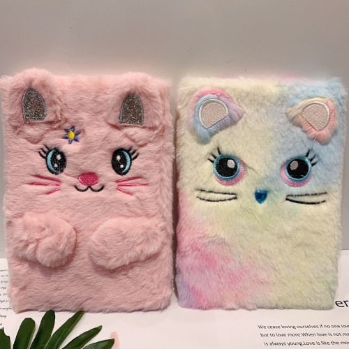 彩色立体耳朵独角兽毛绒笔记本可爱卡通动物少女心飞马手账记事本