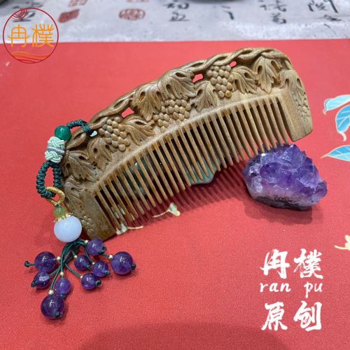 new chinese style original antiquity national style green sandalwood comb design gift advanced niche elegant carved handmade