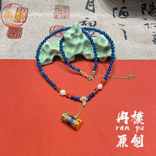 new chinese ancient style national style original jewelry design necklace natural jade handmade niche advanced