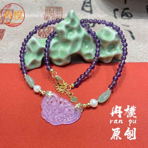 new chinese ancient style original design national style ornament natural jade butterfly handmade niche necklace